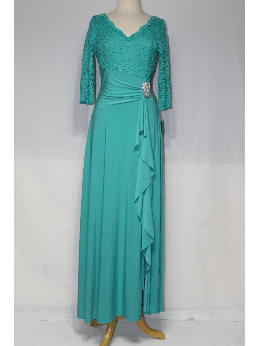 Fanny Fashion #1294 Women's Lace and Chiffon Formal Dress-Size L-JADE-NEW W/Tags